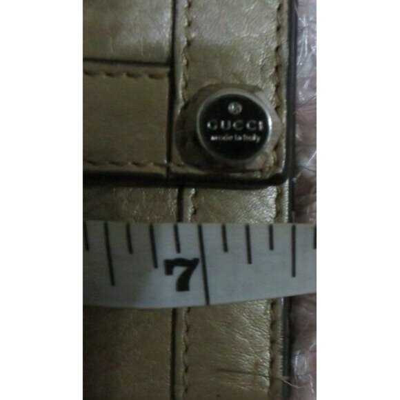 Gucci Vintage Gold Metallic Italian Leather Continental Bifold Flap Long Wallet - Picture 14 of 14